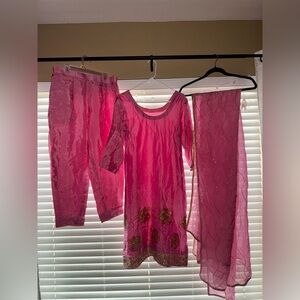 A Beautiful L Pink Suit with Plazzo Pant and Dupatta